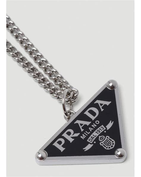 prada necklace black|prada black triangle necklace.